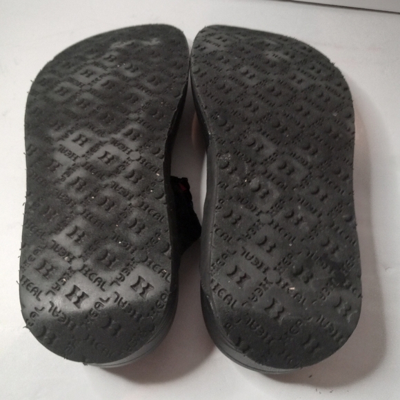 HEAL SELECT BLACK MULTICOLOR COMFORT WEDGE FLIP FLOP SANDALS 10 M PREOWNED. - Picture 7 of 9